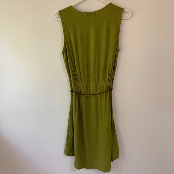 Sleeveless Glam and Fame Olive Green Tasle Dress - Picture 3 of 4